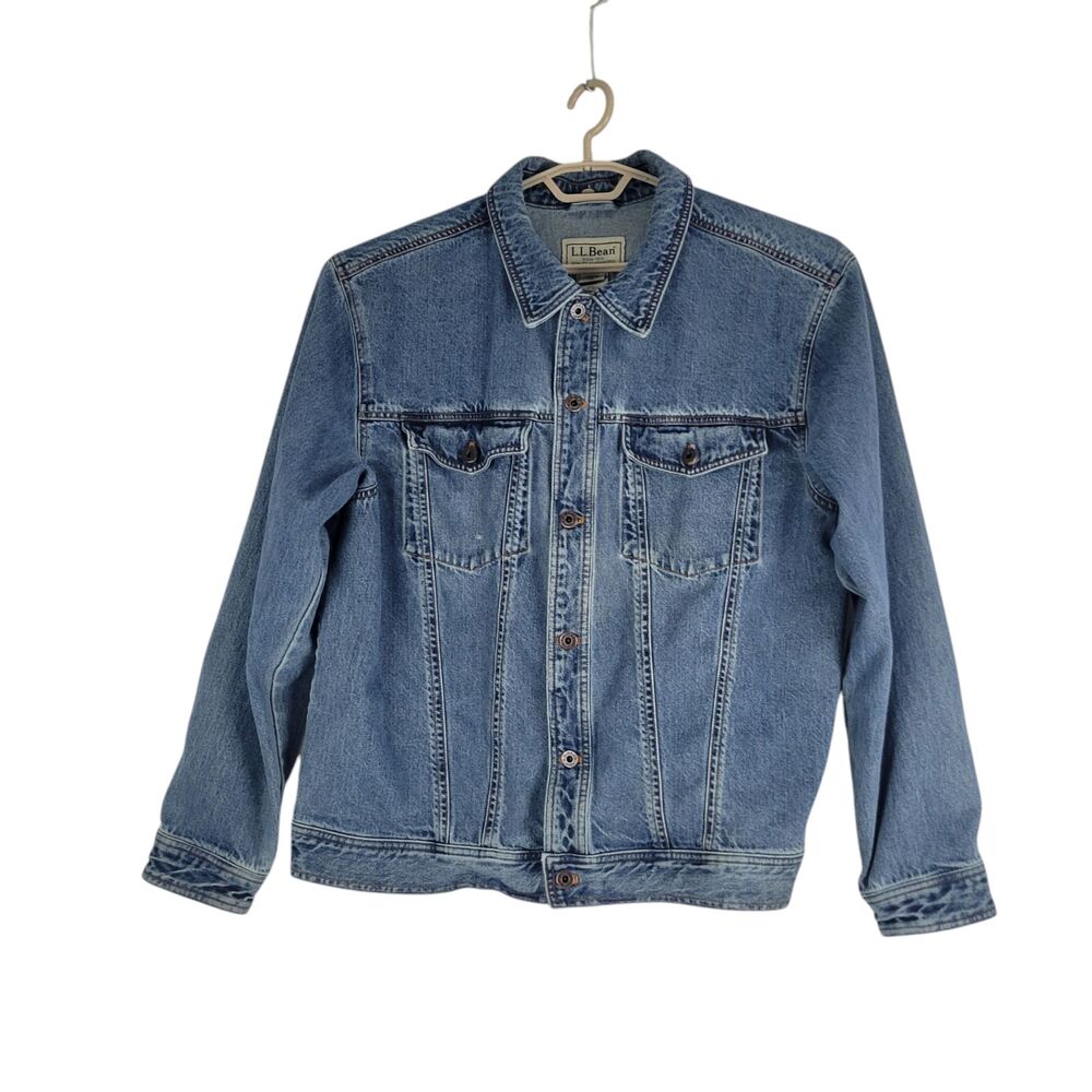 LL Bean Denim Trucker Blue Jean Jacket Men's Size XL